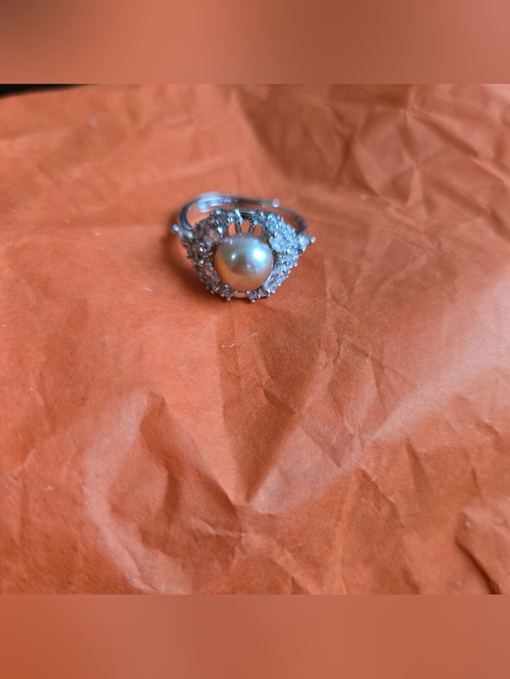 Classic Pearl Halo Cocktail Ring in Silver and Ivory